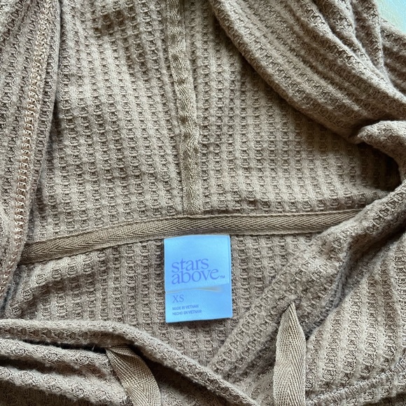 NWOT Stars Above Brown Waffle Knit Lounge Hooded Sweatshirt - Picture 9 of 11